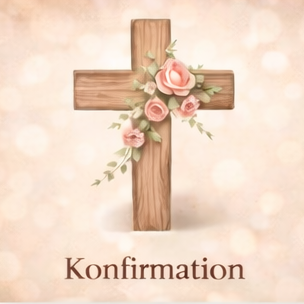 Konfirmation Logo mit dem Schriftzug „Konfirmation“ und elegant geschwungenen Linien.